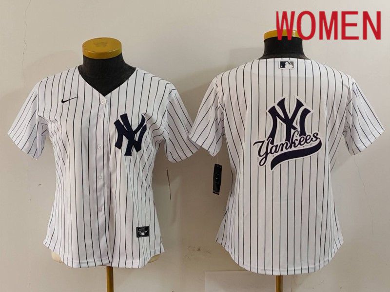 Women New York Yankees Blank White stripe Game 2024 Nike MLB Jersey style 10